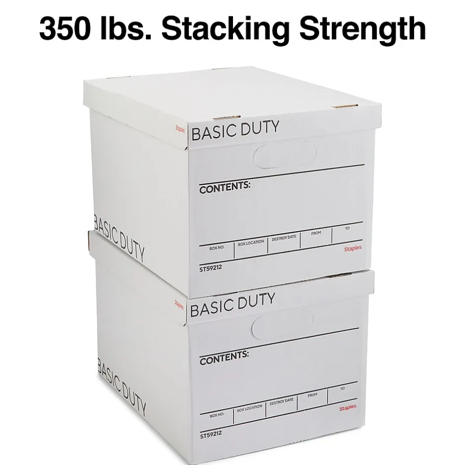 Staples Corrugated File Box Lift Off Lid, Letter/Legal Size, White/Black, 20/Pack (3325010/3325007) Outlet