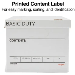 Staples Corrugated File Box Lift Off Lid, Letter/Legal Size, White/Black, 20/Pack (3325010/3325007) Outlet