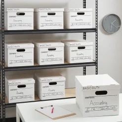 Staples Corrugated File Box Lift Off Lid, Letter/Legal Size, White/Black, 20/Pack (3325010/3325007) Outlet