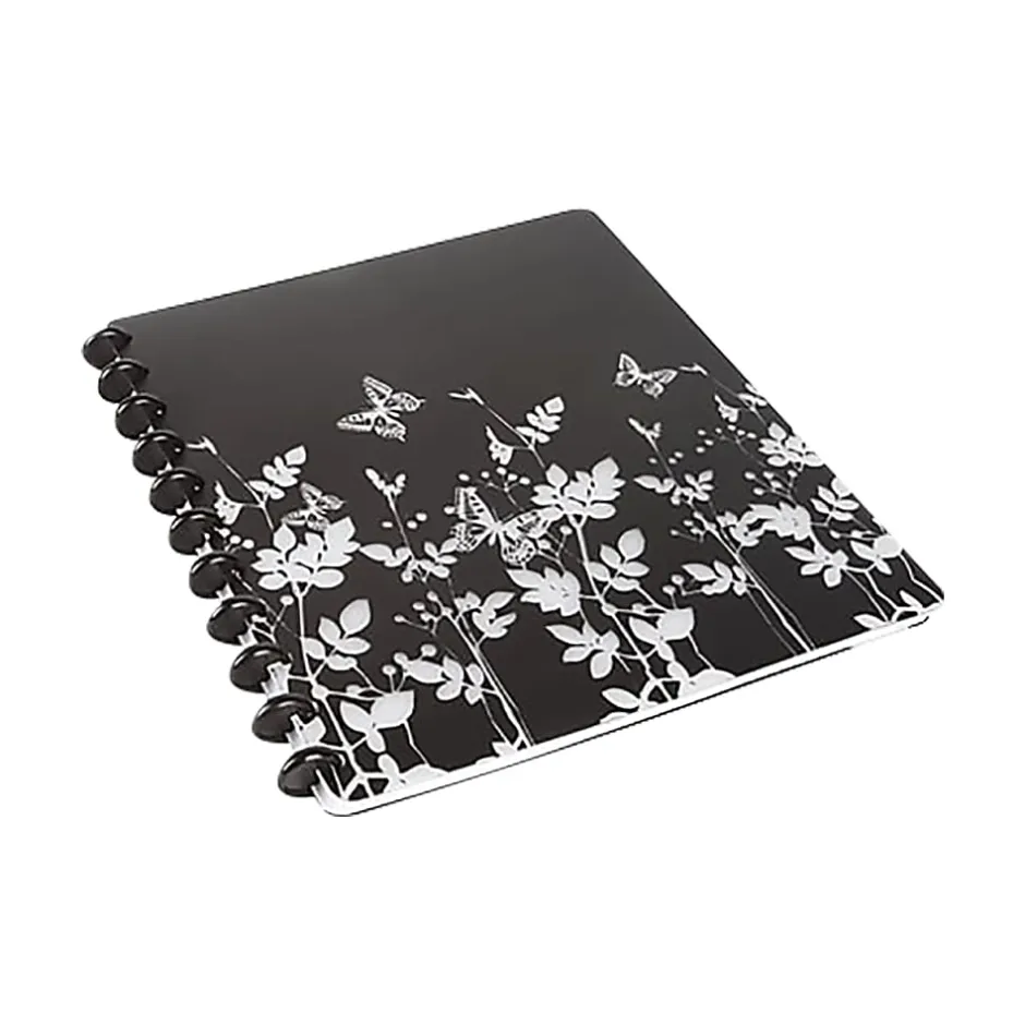 Staples ® Customizable Arc Notebook System, 9.38" x 11.25", Narrow Ruled, 60 Sheets, Black with Butterflies (28002) Clearance