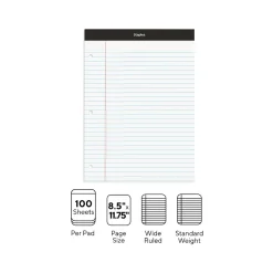 Staples Double-Sheet Notepad, 8.5" x 11.75", Letter Size, White, 100 Sheets/Pad (20-244) Discount