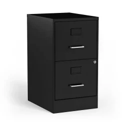 2-Drawer Light Duty Vertical File Cabinet, Locking, Letter, Black, 18"D (52142) File Cabinets
