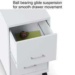 2-Drawer Mobile Vertical File Cabinet, Letter Size, Lockable, 26.3