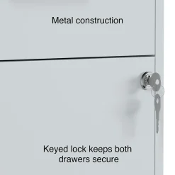 2-Drawer Mobile Vertical File Cabinet, Letter Size, Lockable, 26.3