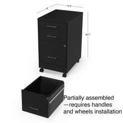 Outlet 3-Drawer Mobile Vertical File Cabinet, Letter Size, Lockable, 25.7