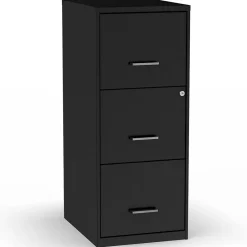 Outlet 3-Drawer Vertical File Cabinet, Letter Size, Lockable, 34.9"H x 14.3"W x 18.9"D, Black (ST52151-CC) File Cabinets