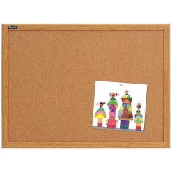 Discount Staples Durable Cork Bulletin Board, Oak Finish Frame, 2' x 3' (85223B) Bulletin