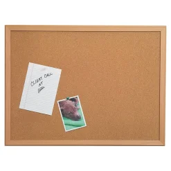 Online Durable Cork Bulletin Board, Oak Frame, 4'W x 3'H (85234) Bulletin