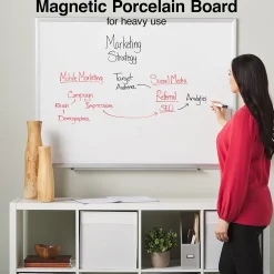New Durable Magnetic Porcelain Dry-Erase Whiteboard, Aluminum Frame, 4' x 3' (52467/28331) Dry Erase