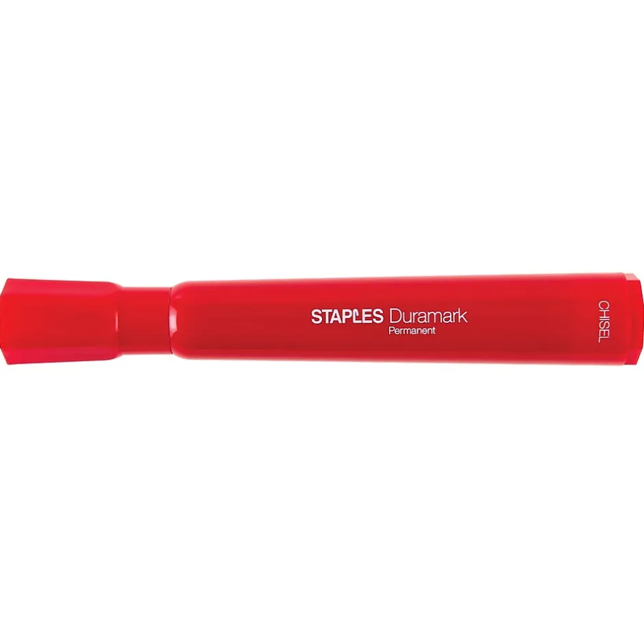 Staples DuraMark Permanent Markers, Medium Point, Red, 12/Pack (18892)