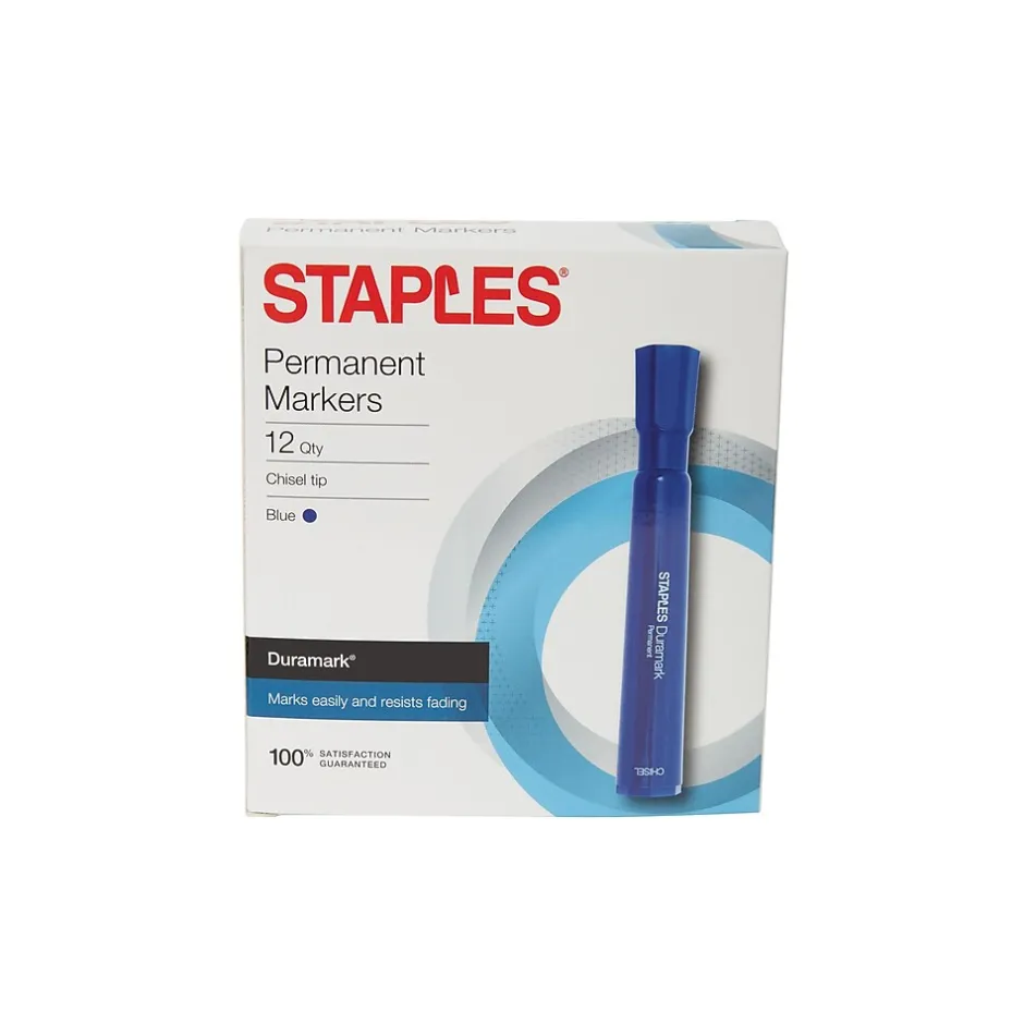 Staples DuraMark Permanent Markers, Medium Point, Blue, 12/Pack (18890) Hot