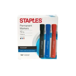 Staples DuraMark Permanent Markers, Chisel Point, Assorted, 12/Pack (10404)