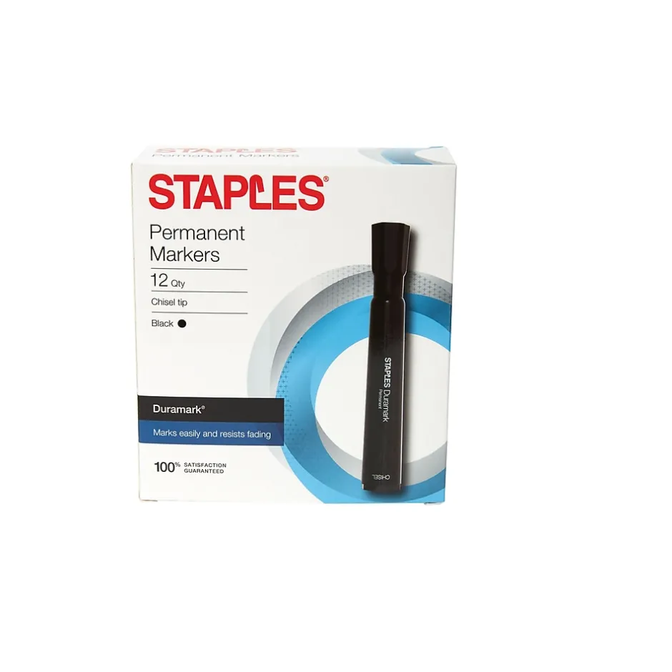 Staples DuraMark Tank Permanent Marker, Chisel Tip, Black, 12/Pack (10403-CC) Clearance