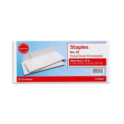 Staples EasyClose #10 Business Envelopes, 4 1/8
