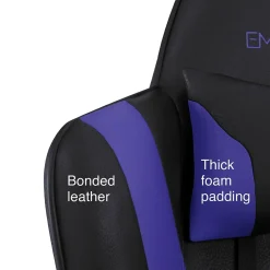 New Staples Vartan Bonded Leather Ergonomic Gaming Chair, Black/Blue (53242V) Gaming Chairs