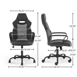Clearance Staples Vector Luxura Faux Leather Gaming Chair, Black & Gray (61108) Gaming Chairs