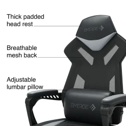 Staples Vomax Bonded Leather Ergonomic Gaming Chair, Black/Gray (61364) Gaming Chairs