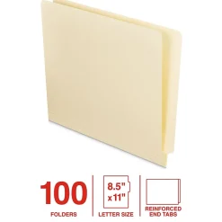Staples End Tab File Folder, Straight Cut, Letter Size, Manila, 100/Box (ST62570) Hot