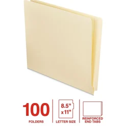 Staples End Tab File Folder, Straight Cut, Letter Size, Manila, Reinforced Tab, 100/Box (ST62568) Hot