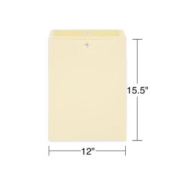 Staples Extra-Heavyweight Clasp & Moistenable Glue #15 1/2 Catalog Envelope, 12" x 15 1/2", Beige, 100/Box (ST122150-CC)* Catalog