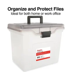 Staples File Box File Portable Tote, Letter Size, Clear (140165/111112) Sale