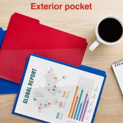 Staples File Folder, 1/3-Cut Tab, Letter Size, Plastic, Assorted Colors, 30/Box (ST62541) Clearance