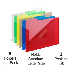 Staples File Folders, 1/3-Cut Tab, Letter Size, Assorted Colors, 6/Pack (TR10847/10847) Discount