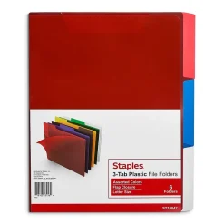 Staples File Folders, 1/3-Cut Tab, Letter Size, Assorted Colors, 6/Pack (TR10847/10847) Discount