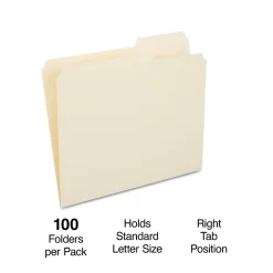 Staples File Folders, Letter Size, Manila, 100/Box (ST508812/508812)