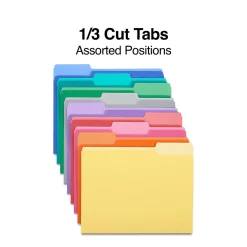 Staples File Folders,1/3-Cut Tab, Letter Size, Colors, 250/Box (ST502678-CC) Assorted Best