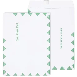 Staples First Class EasyClose Catalog Envelopes, 9"L x 12"H, White and Green, 100/Box (SPL486929)* Catalog