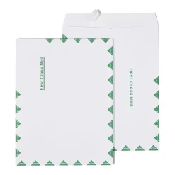 Staples First Class EasyClose Catalog Envelopes, 10" x 13", White with Green Diamond Border, 100/Box (SPL486930)* Catalog