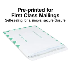 Staples First Class Self Seal #13 Envelope, 10" x 13", White with green diamond border, 100/Box (ST195032-CC)* Catalog