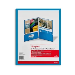 Staples Glossy 2-Pocket Paper Folder, , 10/Pack (13373-CC) Light blue Best