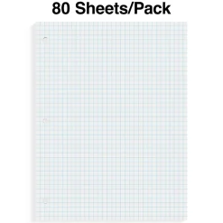 Staples ® Graph Ruled Filler Paper, 8" x 10.5", 3-Hole Punched, White, 80 Sheets/Pack (ST40476B) Online
