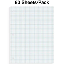 Staples ® Graph Ruled Filler Paper, 8" x 10.5", White, 80 Sheets/Pack (ST25634D) Clearance