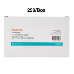Staples Gummed Invitation Envelopes, 5 3/4