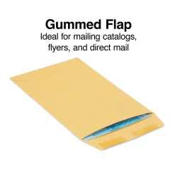 Staples Gummed Kraft Catalog Envelopes, 6" x 9", Brown, 100/Box (17097)* Catalog