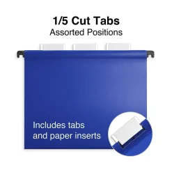 Staples ® Hanging File Folder, 5-Tab, Letter Size, Assorted, 20/Box (ST13324/TR13324) Clearance