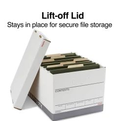 Staples Heavy Duty File Box, Lift Off Lid, Letter/Legal, White (50142)