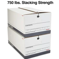 Staples Heavy Duty File Box, String and Button Lid, Letter, White/Gray, 4/Pack (TR59222) Clearance