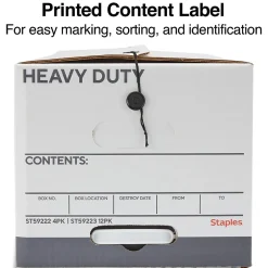 Staples Heavy Duty File Box, String and Button Lid, Letter, White/Gray, 4/Pack (TR59222) Clearance