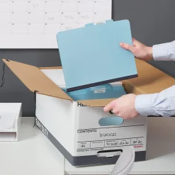 Staples Heavy Duty File Box, String and Button Lid, Letter, White/Gray, 4/Pack (TR59222) Clearance