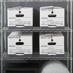 Staples Heavy Duty File Box, String and Button Lid, Letter, White/Gray, 4/Pack (TR59222) Clearance