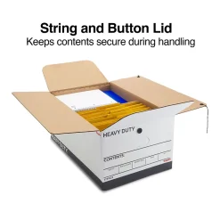 Staples Heavy Duty File Box, String and Button Lid, Legal, White/Gray, 4/Pack (TR59224) Discount