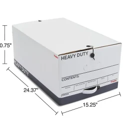 Staples Heavy Duty File Box, String and Button Lid, Legal, White/Gray, 4/Pack (TR59224) Discount