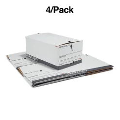 Staples Heavy Duty File Box, String and Button Lid, Legal, White/Gray, 4/Pack (TR59224) Discount