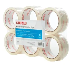 Staples ® Heavy-Duty Shipping Tape, 1.88" x 43.7 Yds, Clear, 6/Rolls (ST-HM-40-6)* Packing Tape