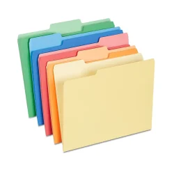 Staples Heavyweight File Folders, 1/3-Cut Tab, Letter Size, , 50/Box (ST18363-CC) Assorted Colors New