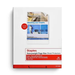 Staples Heavyweight Sheet Protector, 8.5" x 11", Clear, 50/Box (15943-CC) Sale